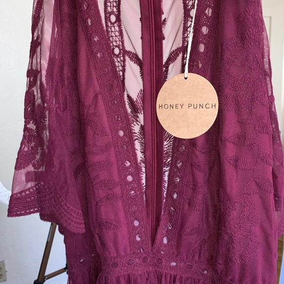 NWT Honey Punch Lace Romper Maxi Dress - Picture 3 of 3